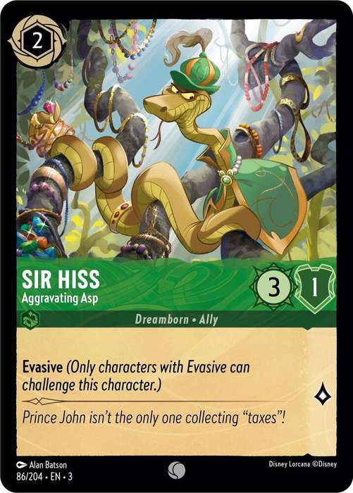 Disney Lorcana Trading Card Game - Sir Hiss - Aggravating Asp - Into the Inklands (3)