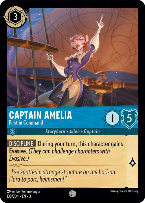 Disney Lorcana Trading Card Game - Captain Amelia - First in Command - Into the Inklands (3)