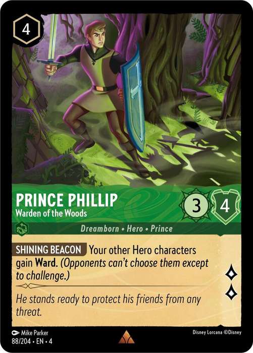 Disney Lorcana Trading Card Game - Rare - Prince Phillip - Warden of the Woods - Ursula's Return