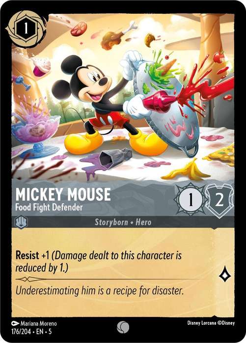 Disney Lorcana Trading Card Game - Mickey Mouse - Food Fight Defender - Shimmering Skies (5)