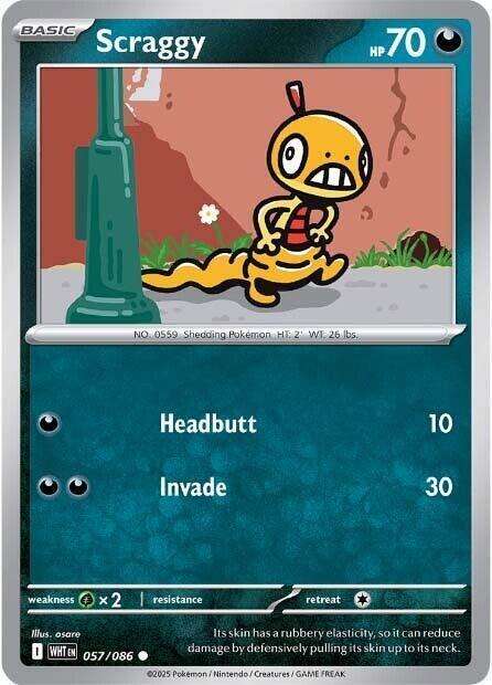 Pokemon Trading Card Game - Scraggy - 057/086 - Common - White Flare