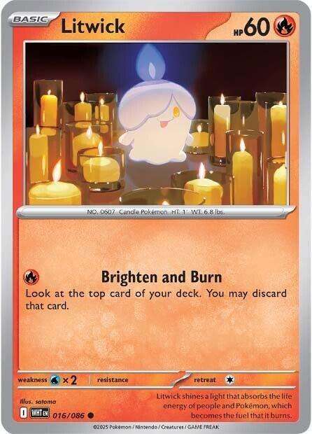 Pokemon Trading Card Game - Litwick - 016/086 - Common - White Flare