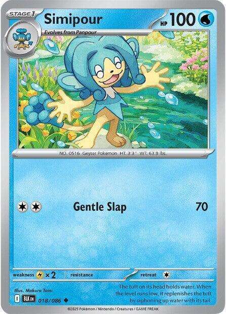 Pokemon Trading Card Game - Simipour - 018/086 / Uncommon - Black Bolt (BLK)