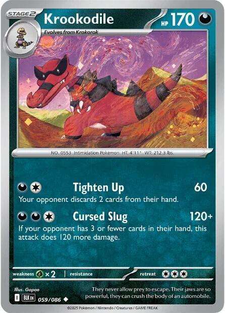 Pokemon Trading Card Game - Krookodile - 059/086 / Uncommon - Black Bolt (BLK)