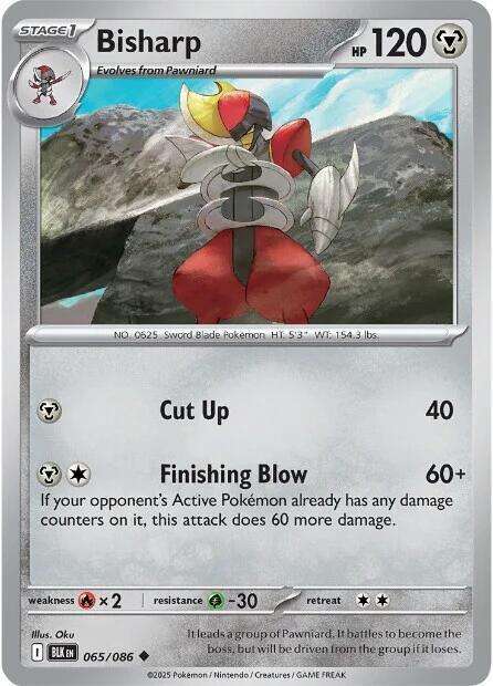 Pokemon Trading Card Game - Bisharp - 065/086 / Uncommon - Black Bolt (BLK)