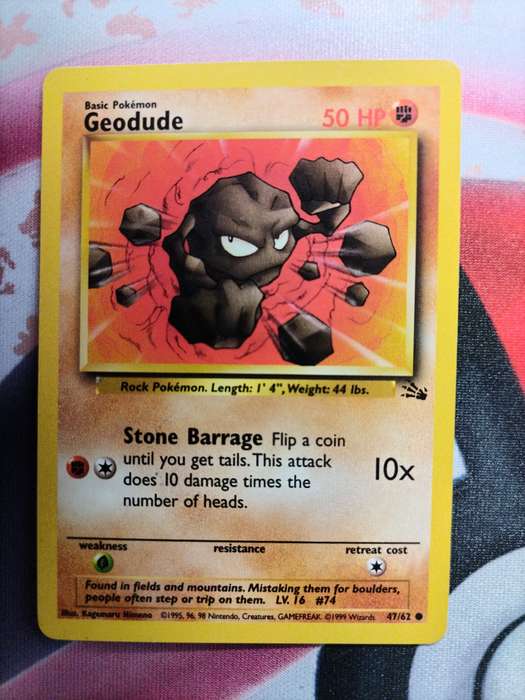 Pokemon Trading Card Game -  Geodude - 47/62 - Common Unlimited Fossil 4