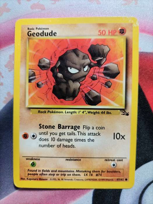 Pokemon Trading Card Game -  Geodude - 47/62 - Common Unlimited Fossil 3