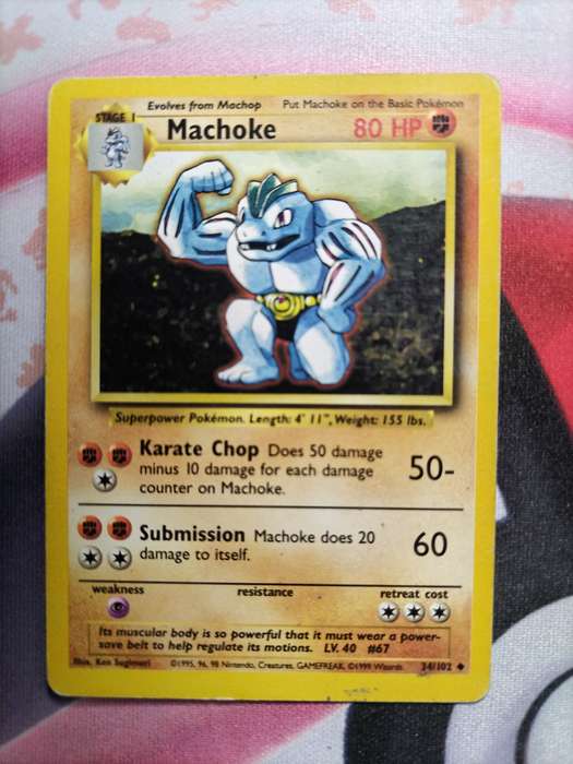 Pokemon Trading Card Game -   Machoke - 34/102 - Uncommon Unlimited Base Set