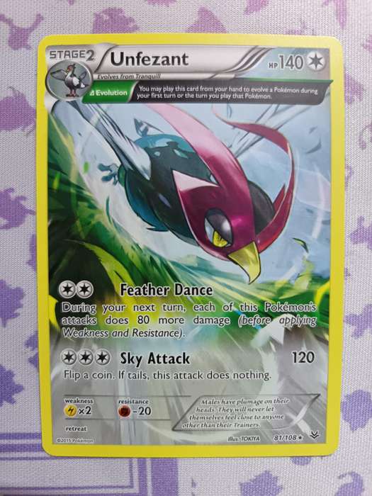 Pokemon Trading Card Game - Unfezant - 81/108 - Rare XY: Roaring Skies - 2015