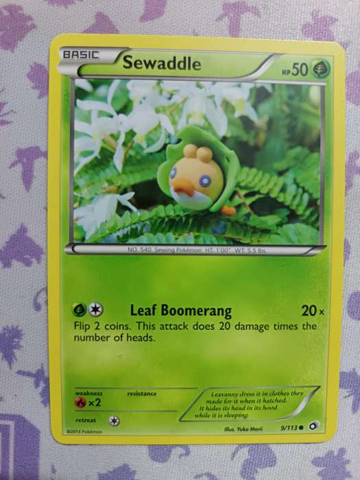 Pokemon Trading Card Game - Sewaddle - 9/113 - Common Black & White 11: Legendary Treasures - 2013