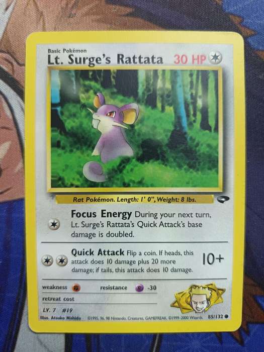 Pokemon Trading Card Game - Lt. Surge's Rattata #85 Pokemon Gym Challenge - Vintage