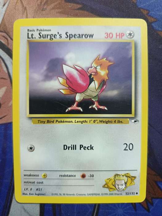 Pokemon Trading Card Game - Lt. Surge's Spearow #52 Pokemon Gym Heroes - Vintage