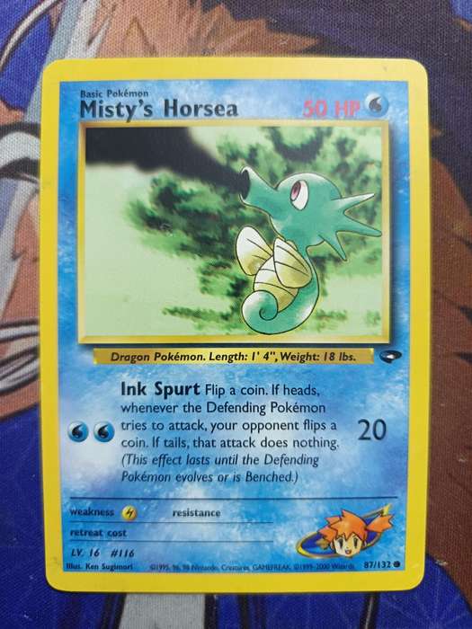 Pokemon Trading Card Game - Misty's Horsea #87 Pokemon Gym Challenge - Vintage