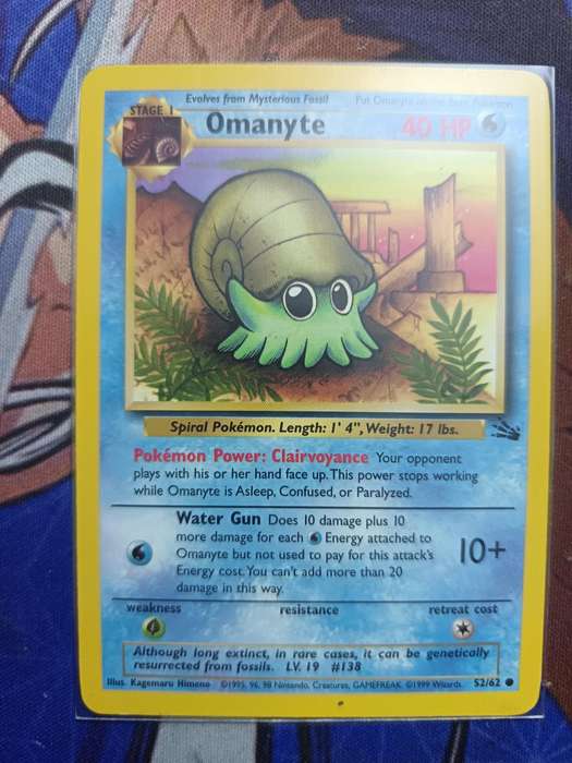 Pokemon Trading Card Game - Omanyte #52 Pokemon Fossil - Vintage