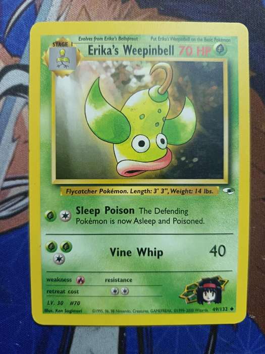 Pokemon Trading Card Game - Erika's Weepinbell #49 Pokemon Gym Heroes - Vintage