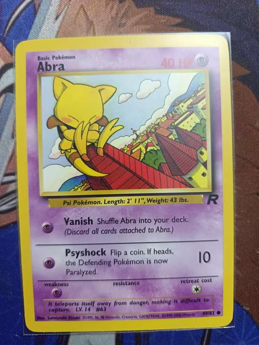 Pokemon Trading Card Game - Abra #49 Pokemon Team Rocket - Vintage