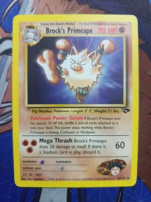 Pokemon Trading Card Game - Brock's Primeape #35 Pokemon Gym Challenge - Vintage