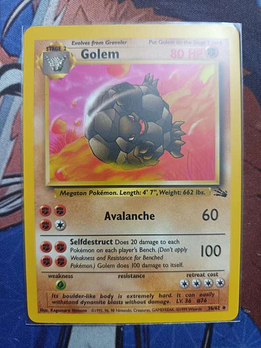 Pokemon Trading Card Game - Golem #36 Pokemon Fossil - Vintage