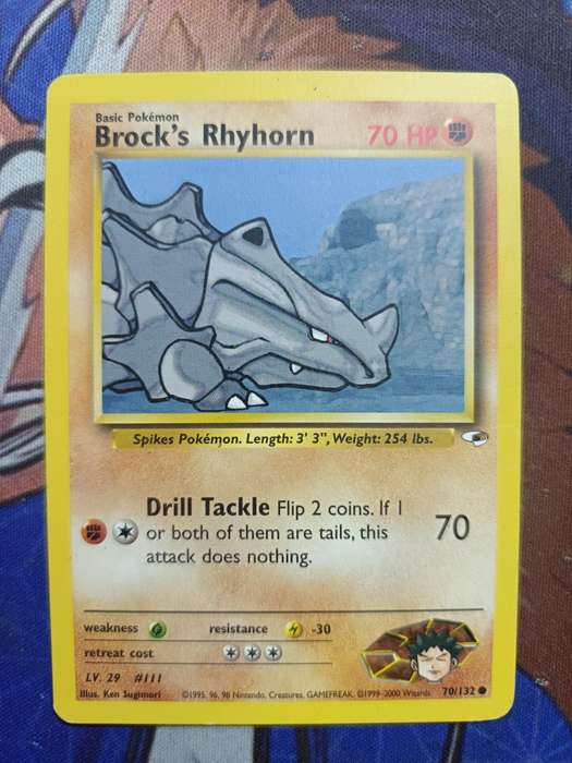 Pokemon Trading Card Game - Brock's Rhyhorn #70 Pokemon Gym Heroes - Vintage