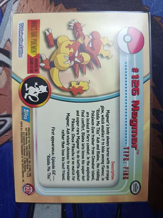 Pokemon Trading Card Game - Magmar #126 Pokemon 2000 Topps TV  - Vintage