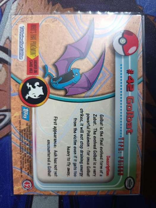 Pokemon Trading Card Game - Golbat #42 Pokemon 1999 Topps TV - Vintage
