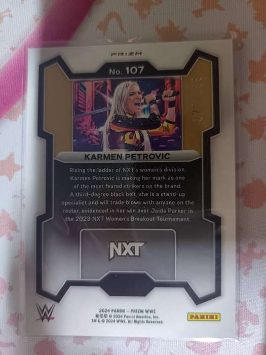 WWE Trading Cards - 2024 Panini Prizm WWE Red Prizm 275/299 Karmen Petrovic #107 Rookie RC