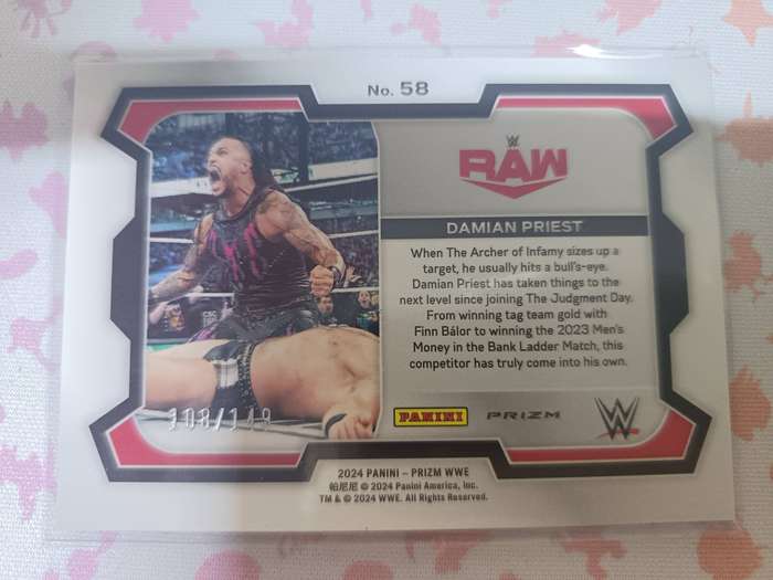 WWE Trading Cards - Damian Priest 2024 Panini Prizm WWE Purple Prizm #58 WWE Raw #109/149