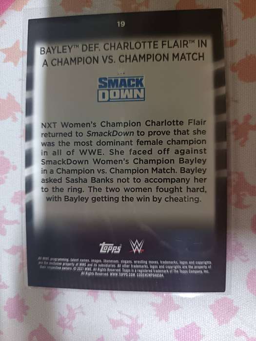WWE Trading Cards - 2021 Topps Womens Division Foil Bayley Def Charlotte Flair #19