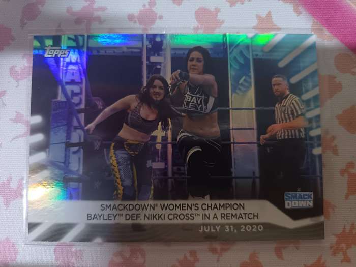 WWE Trading Cards - 2021 Topps WWE Womens Division #52 BAYLEY DEF. NIKKI CROSS Foil Parallel