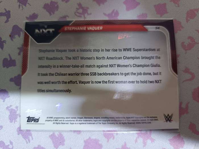 WWE Trading Cards - Stephanie Vaquer 2025 Topps Now #34 1st NXT Women's Double Champion