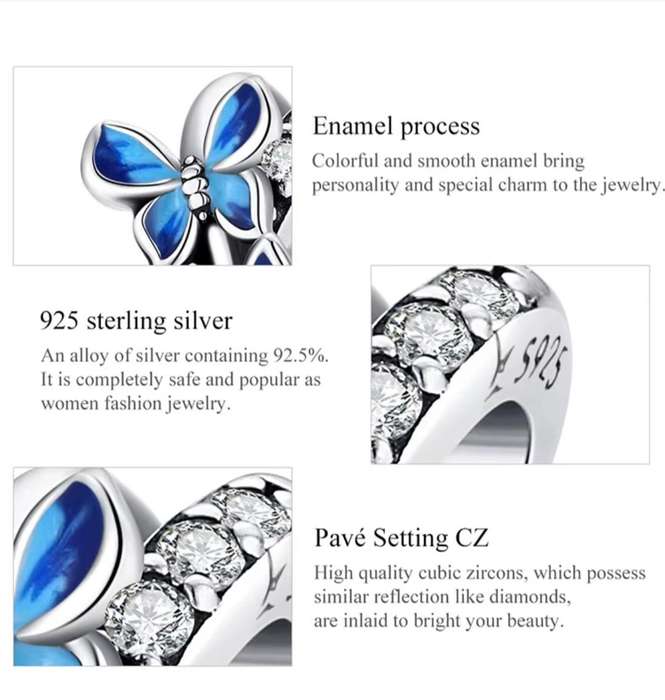 925 Sterling Silver Flying Butterfly Charm