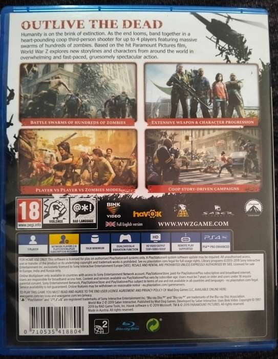 PS4 World War Z (good condition)