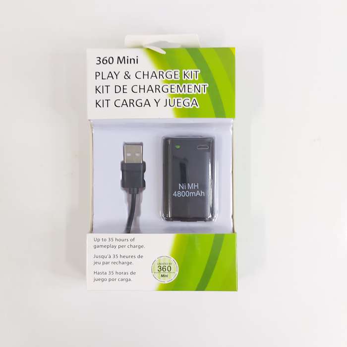 Xbox 360 mini play and charge kit rechargeable - black