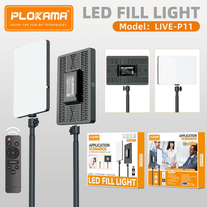 Plokama- 11" LED Light - Live P11 - with Tripod Stand