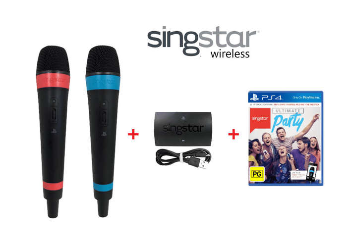ps4/ ps3 Singstar Ultimate Party with 2X WIRELESS SINGSTAR MICROPHONES