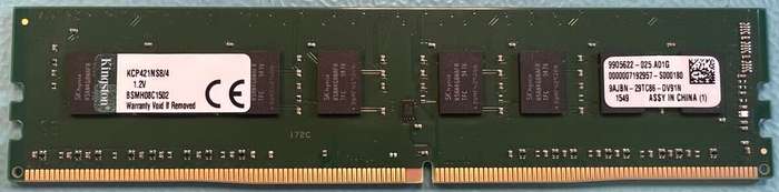 Desktop memory - kingston 4gigabyte ddr4 -  pc4 kcp421ns8/4 1.2v - 240 pin dimm