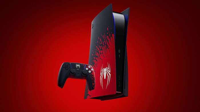 PlayStation 5 disc console 1tb - 1x controller (Blue) and cables - Spiderman Edition