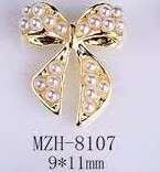 Bowtie Alloy Nail Rhinestone 5pcs - MZH-8107