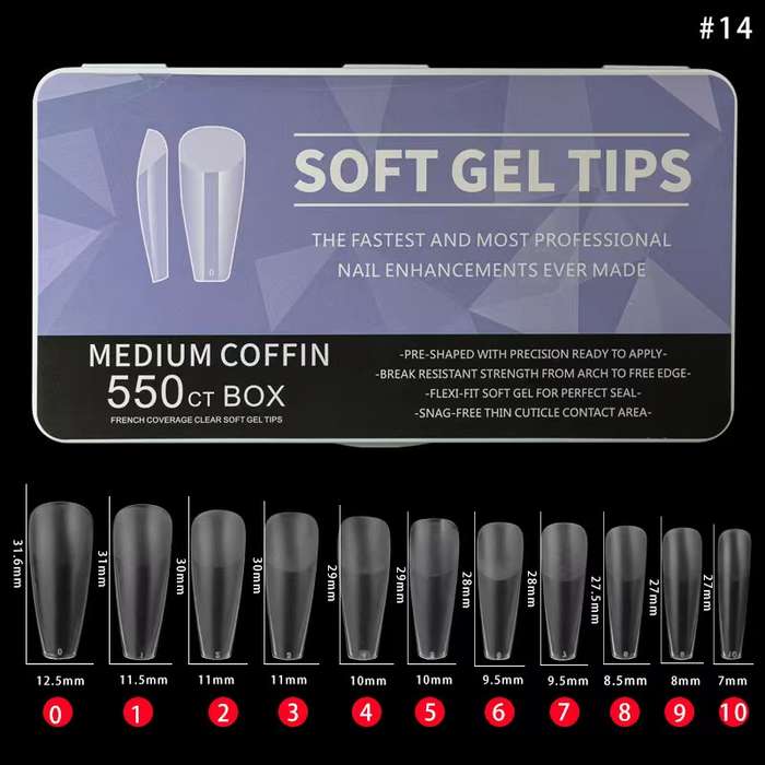 Soft Gel Tips Medium Coffin 550pcs