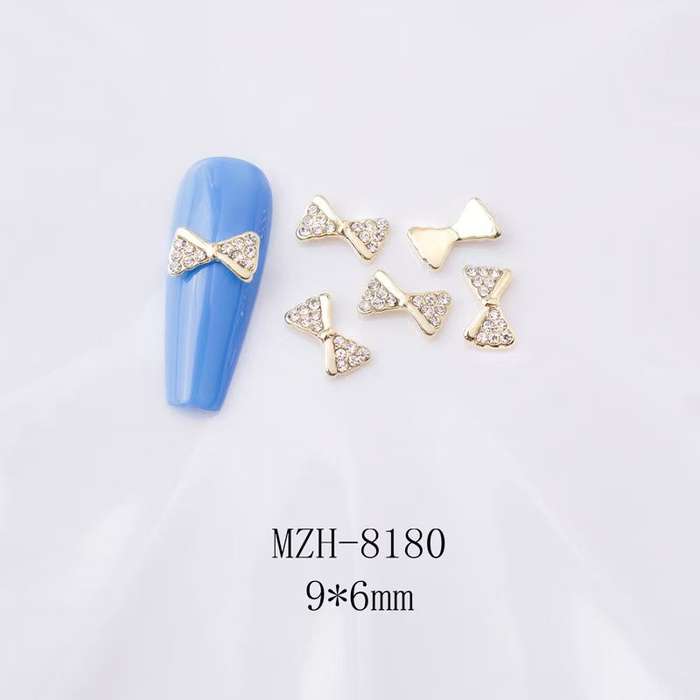 Crown Bowtie Alloy Nail Rhinstone 5pcs-  MZH-8180