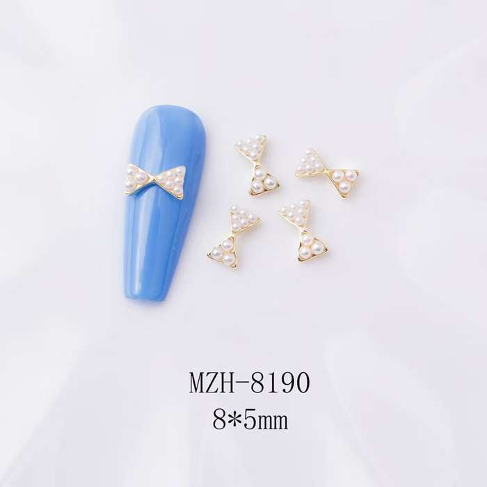 Crown Bowtie Alloy Nail Rhinstone 5pcs-  MZH-8190