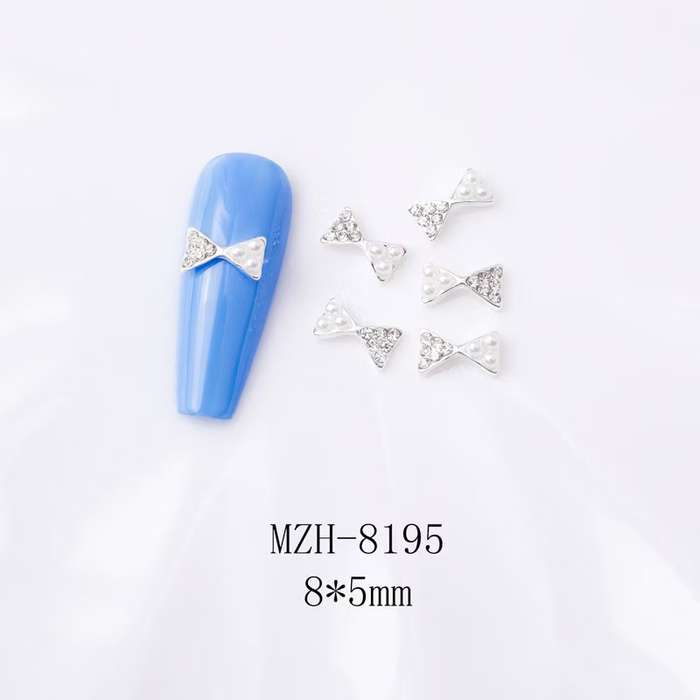 Crown Bowtie Alloy Nail Rhinstone 5pcs-  MZH-8195