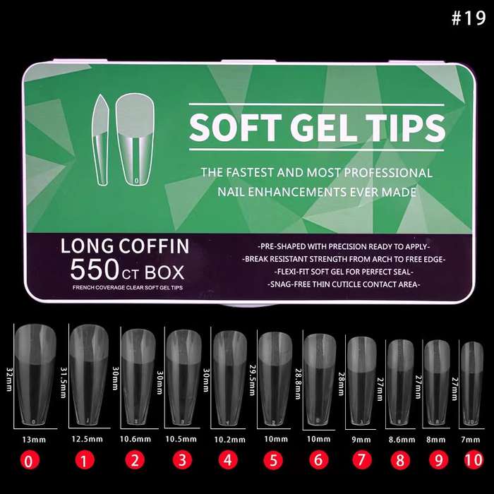 Soft Gel Tips  Long Coffin 550pcs