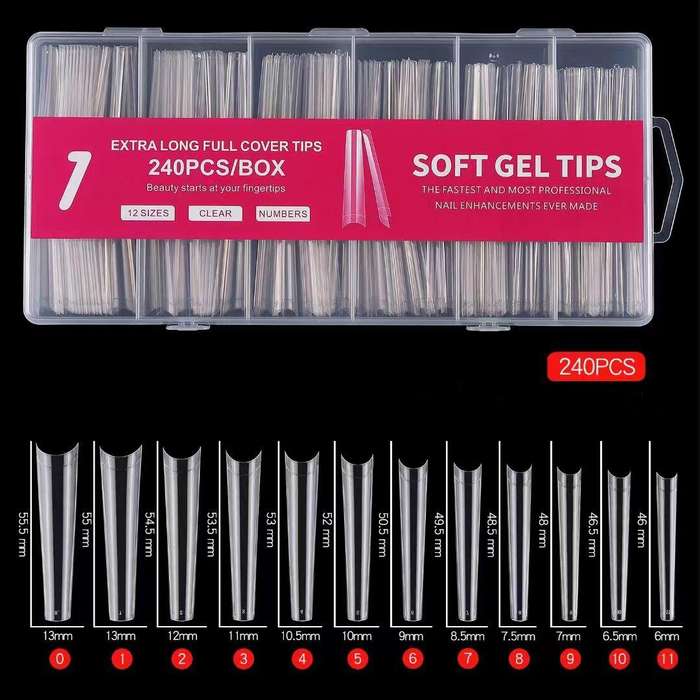 Extra Long Square Gel x Nail Tips 240PCS XXXL   number 1