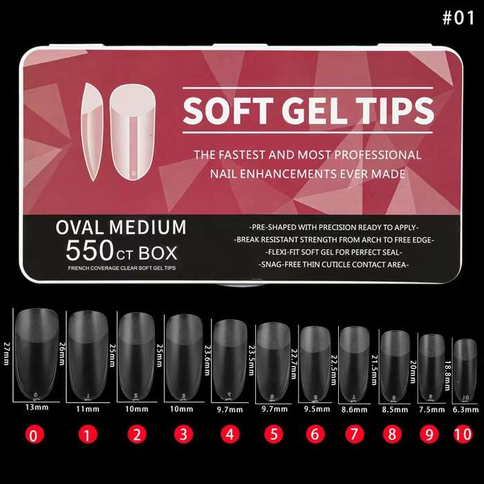 Soft Gel Tips Oval Medium 550pcs