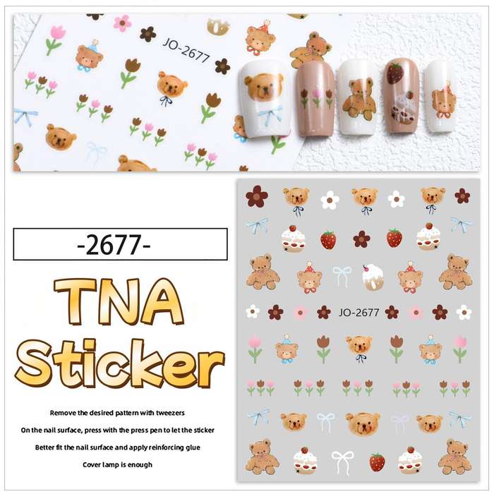 TNA Bear Nail Sticker JO2476-2681 8*10cm -JO-2677