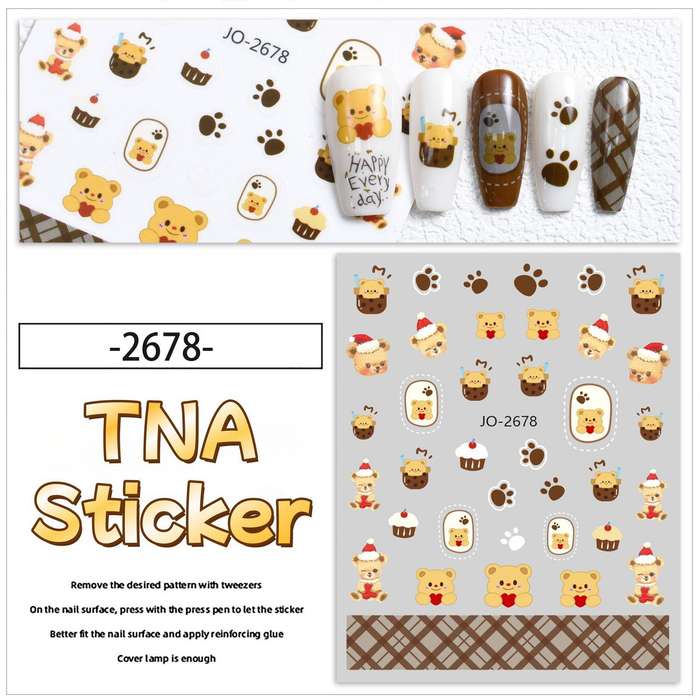 TNA Bear Nail Sticker JO2476-2681 8*10cm -JO-2678