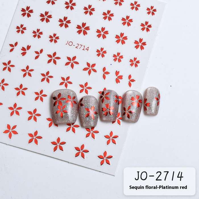 TNA sequin platinum floral  8*10cm -JO2714-Red