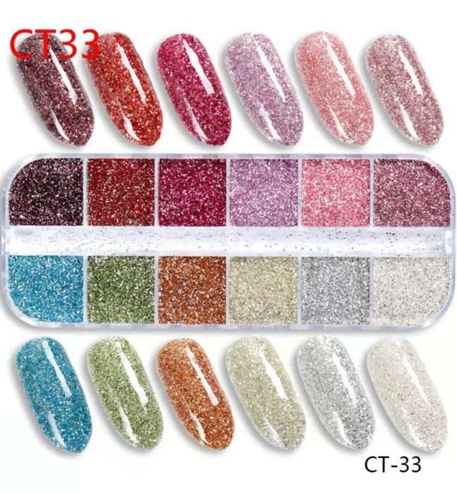 12 Grids Star Powder Glitter (some glitter spilled in package)