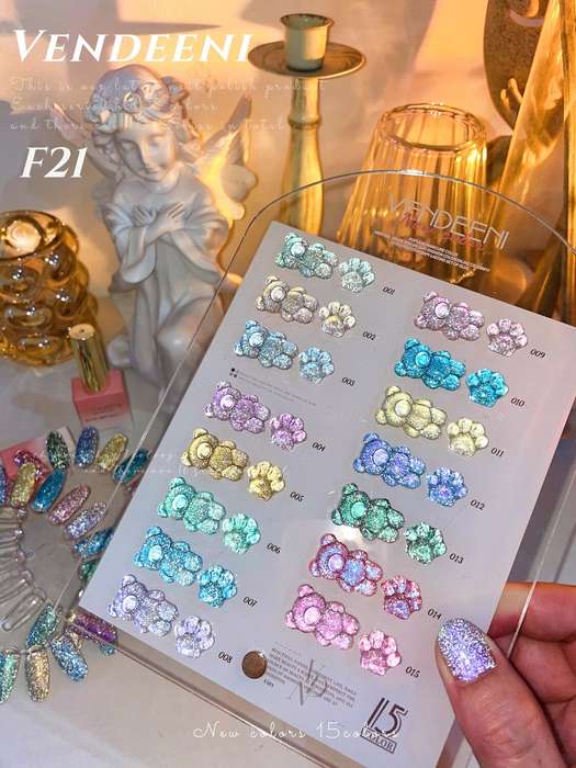 Vendeeni F21 Reflective Glitter Sparkling Diamond Gel Polish 15ml - 4